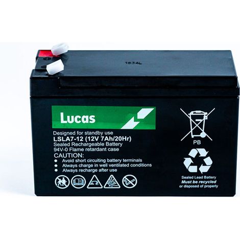 Batterie Plomb Etanche Stationnaire Lucas VRLA AGM LSLA7-12 12V 7Ah. (1/3)