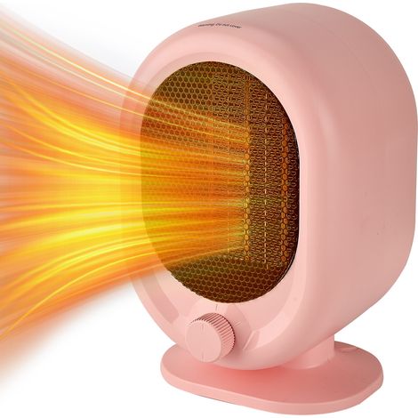 Mini radiateur d'appoint, petit radiateur de bureau 1500 W, 2 vitesses réglables, chauffage en céramique PTC, protection anti-basculement et anti-surchauffe, chauffage rapide et ultra silencieux, rose (1/4)