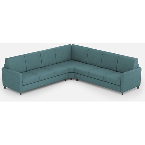 Canapé d'angle moderne italien tissu bleu pétrole Korane - 5 tailles 281x281 cm-Taille 281x281 cm (1/5)