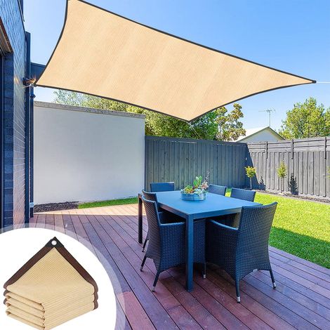 Toile De Ombrage - 95 % Protection Solaire - Tissu Perméable En Polyéthylène Haute Densité - Pour Pergola Patio Jardin Terrasse - 2 x 6 M - Beige (1/5)