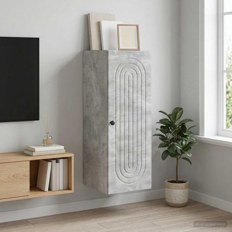 vidaXL Mobiletto a muro Grigio Cemento 33 x 34,5 x 90 cm (1/5)