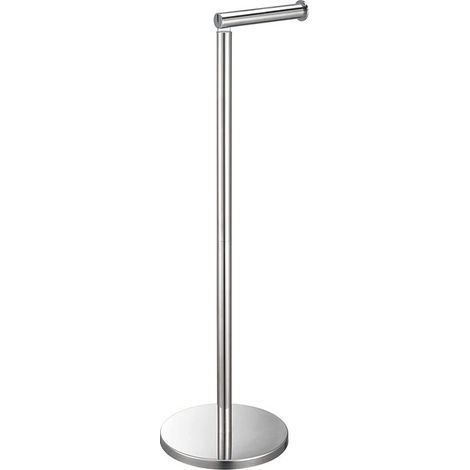 1 Porte-papier toilette sur pied, 2 en 1 avec support rotatif 90°, acier inoxydable chromé, socle anti-basculement, salle de bain (1/5)
