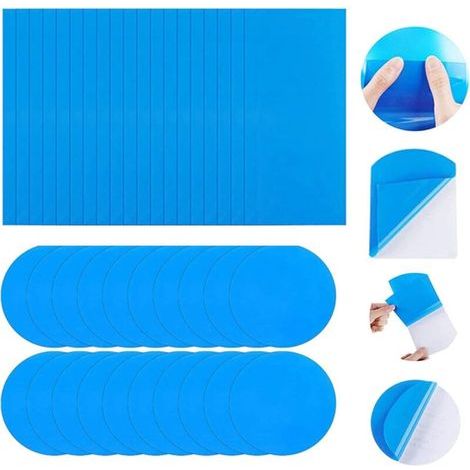 Rustine pour Piscine, Piscine Patch De Réparation,20 Pièces Kit de Réparation de Patch,Rustine Piscine Correctifs Auto-adhésives Rustine,Auto-adhésifs en PVC pour Piscine Piscine Jacuzzi-Bleu (1/5)