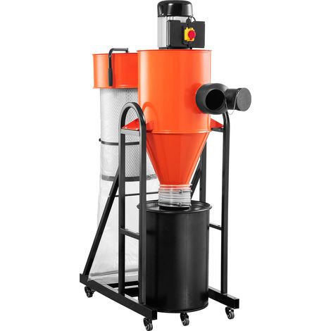 Collecteur de Poussière Cyclone 1,5 HP Dépoussiéreur Cyclonique Précision de Filtration 1 micron Séparateur de Poussières avec Bac 47 L et Support, Système de Dépoussiérage pour Travail Bois (1/5)