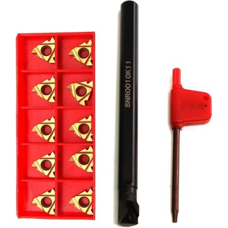 CNC Internal Thread Bar Holder+10 Inserts 11IR A60+T8 Wrench CNC Stainless Steel High Adhesion Impact Resistance and Solid CNC Lathe Tools DZ05 (1/5)