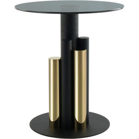 Table d'Appoint Design "Paula" 50cm Or & Gris