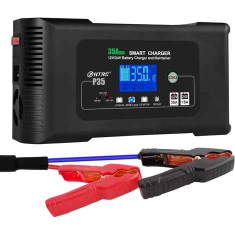 Chargeur de Batterie Voiture 12V 24V 35A, Chargeur Batterie Auto et Moto Rapide Intelligent, Chargeur et Mainteneur pour Batterie Lithium LiFePO4 Plomb-Acide (AGM, Gel, EFB, VRLA, etc.) (1/5)