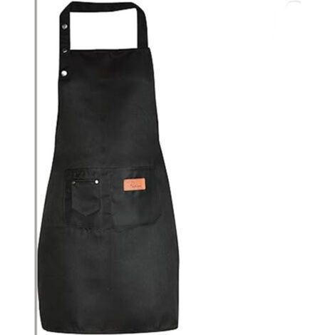 Kitchen apron for men and women with pockets - Fits large sizes - Water resistant, Black (1/4)