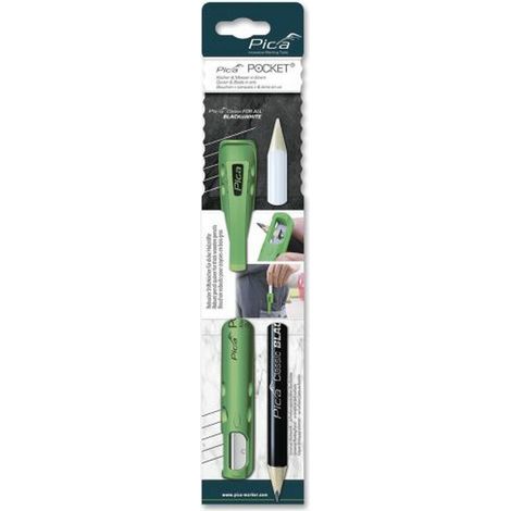 Custodia portatile per piombo/penne marcatori con lama a punta e 1 penna marcatrice Black & White (1/5)