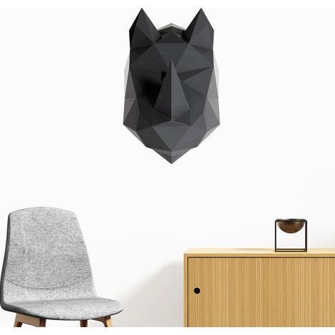 Sticker 3D origami rhinocéros noir 40 x 25 cm (1/5)