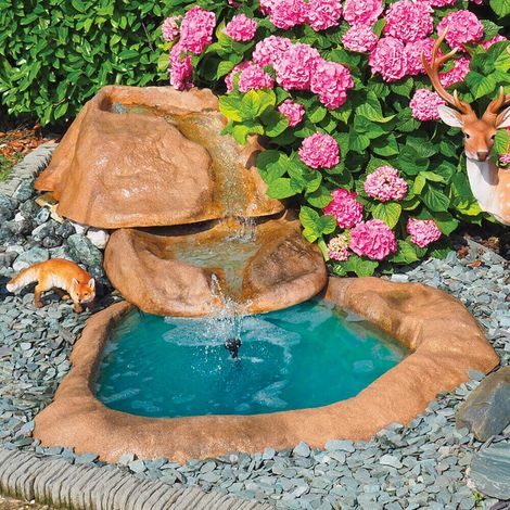 Cascata Artificiale Roccia da Giardino 290x160 cm in Vetroresina con Pompa (1/2)