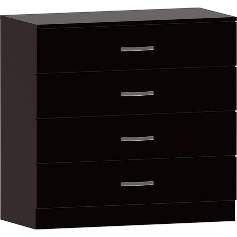 Coiffeuse rangement 4 tiroirs noir 80x39 cm, commode lowboard coulisses métal pour linge (1/5)