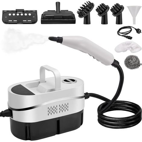 Nettoyeur vapeur portatif, 1500 W, 4,5 bar, avec écran numérique, réservoir d'eau de 1,2 l, 8 accessoires, nettoyeur vapeur haute pression pour tous les meubles de cuisine, sol, salle de bain, voiture (1/5)