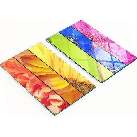 Taglieri da cucina in vetro temperato con grafica floreale colorata, 2x30x52 cm (1/5)