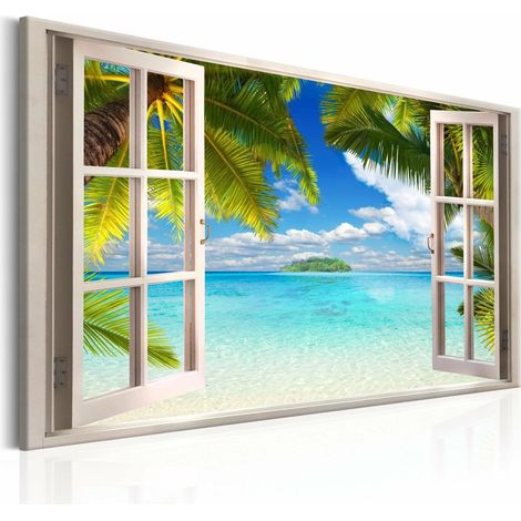 Tableau fenêtre vue mer - 120 x 80 cm (1/4)