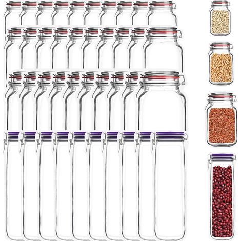 Lot de 40 sacs de rangement alimentaires réutilisables Mason Jar avec fond debout, sacs de congélation, sacs de cuisine pour lait, collations, viande, légumes (1/5)