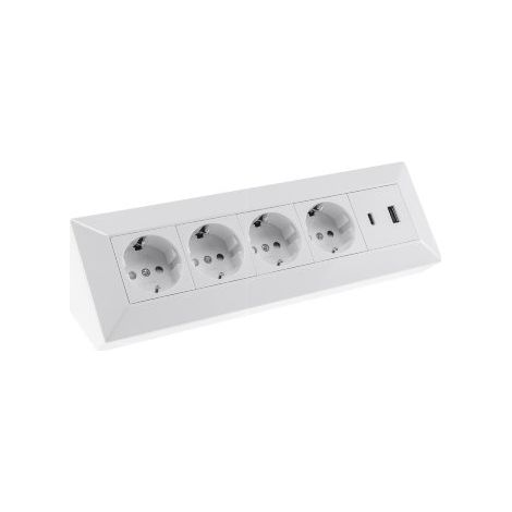 4-fach Steckdosenblock USB-A+C, weiß 250V/16A Aufbaumontage USB 3,1A (1/5)