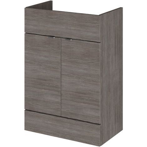 Hudson Reed Fusion Anthracite Woodgrain 600mm Floor Standing 2 Door Vanity Unit - OFF508 (1/4)