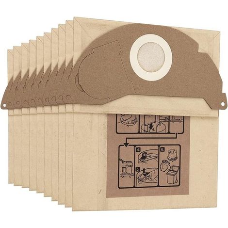 Pack of 10 replacement dust bags for Kärcher vacuum cleaner WD2 MV2 WD2250 A2004 A2054 6.904-322.0 (1/5)