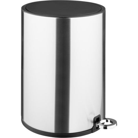 Poubelle à pédale ronde en acier brossé 6L - 235 x 235 x 320 mm - JANTEX (1/5)
