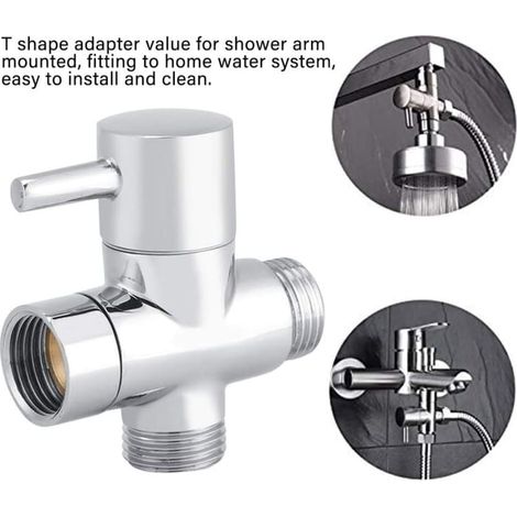 Vanne inverseuse 3 voies pour bras de douche, filetage G1/2, raccord universel de remplacement pour colonne de douche, accessoire salle de bains, laiton chromé, adaptable (SKU: 93180648) (1/3)