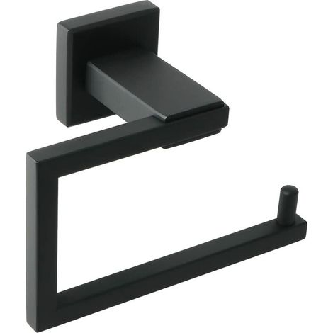 royaluxe - Porte-rouleau de papier toilette mural, design carré moderne, acier inoxydable noir mat (1/5)