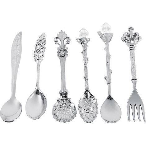 Set de 6 mini cuillères et fourchettes à café en métal style