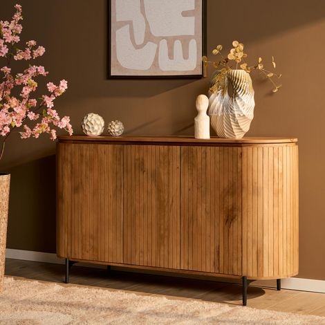 Buffet bois rainuré ovale 3 portes CALERO (1/5)