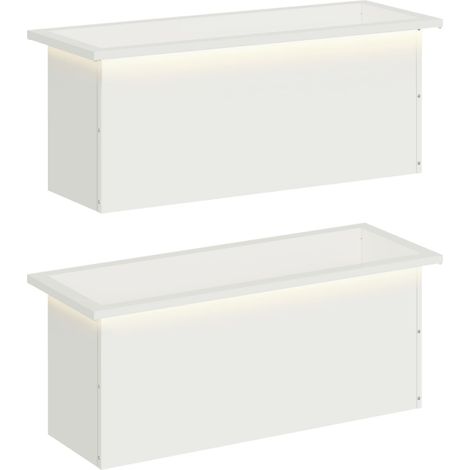 Garden Planter with LED 2 pcs White 30 x 80 x 30 cm Steel vidaXL