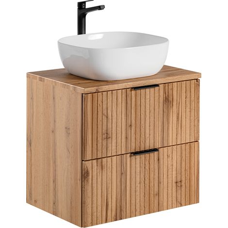 Waschtisch 60cm Adriel mit 2 Schubladen, Eichenoptik (1/5)