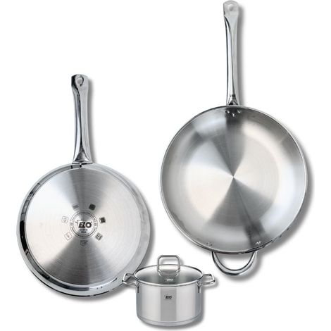 Ensemble de 2 Poêles de cuisson 28 et 32 cm et 1 faitout 14 cm Elo Profi Citrin (1/5)