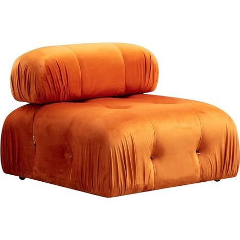 Módulo central para sofá modular de terciopelo Bubble 1V - Naranja (1/2)