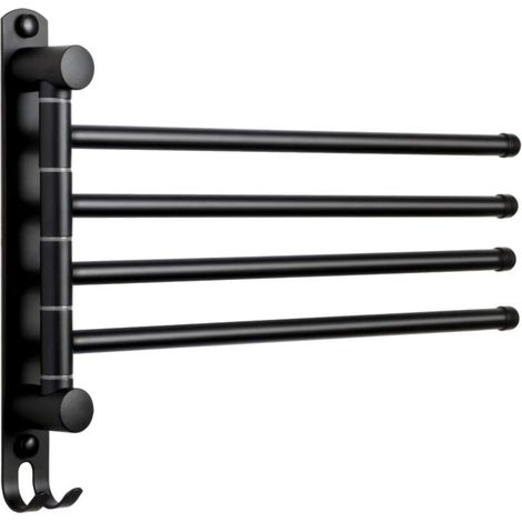 Porte-serviettes de salle de bain avec 4 barres Porte-serviettes rotatif à 180° en acier inoxydable SUS304 Porte-serviettes mural pour évier de cuisine de salle de bain
