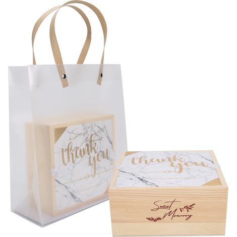 Coffret Cadeau en Bois pour Mariage Lot de 2, Sacs en PVC Élégants pour Bonbons, Accessoire de Fête d'Anniversaire, Emballage Chic (1/5)