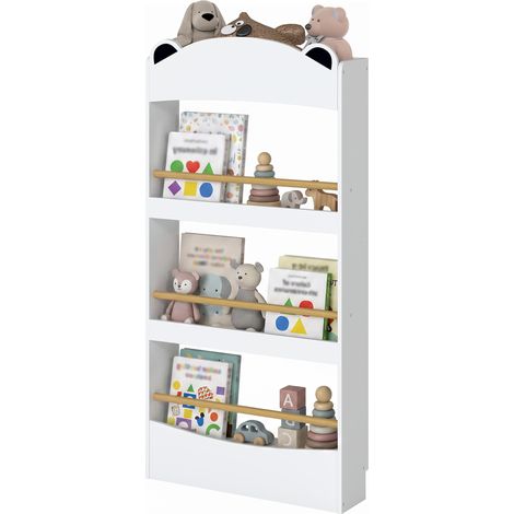 AIYAPLAY Libreria Montessoriana da Parete per Bambini a Forma di Orso, Bianco (1/5)