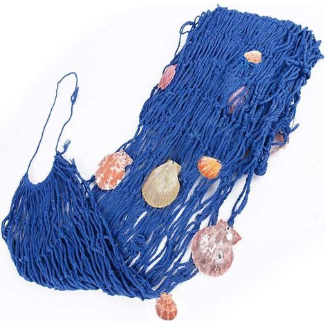 Filet de Pêche Décoratif, Filet de pêche Nautique décoratif, Coquilles Filet de Pêche Décor, Pour la Décoration de Restaurant, Décoration de la Maison, bar à Thème (1 2m Bleu)