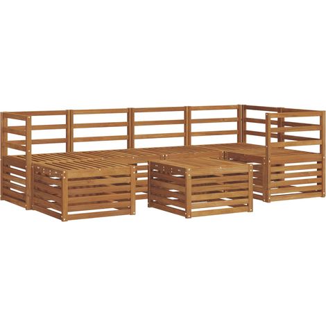 Set divano sezionale 7 pcs Naturale Legno di Acacia Massello vidaXL