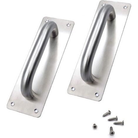 Set of 2 Sliding Door Handles, Stainless Steel Door Handles, Sliding Doors, Door Handles with Metal Plate (200 x 65 mm) (1/5)