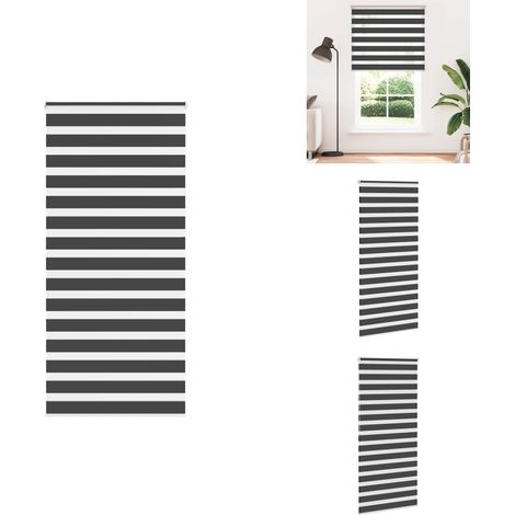 Store zèbre noir 110x200 cm largeur du tissu 105,9 cm polyester - Store Zébré - Stores Zébrés - Store À Enrouleur Zébré - Double Store À Enrouleur (1/5)