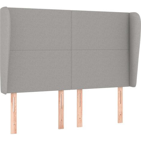 Testiera Testata del letto ad Orecchio Grigio Chiaro 147x23x118/128 cm in Tessuto (1/4)