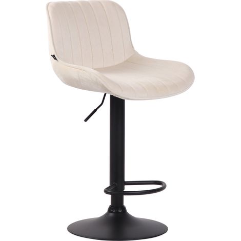 Sgabello da bar seggiolone x1 in velluto crema cuciture verticali supporto in metallo nero 100005111