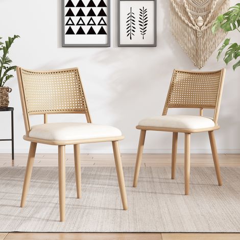 Set 2 sedie in rattan con seduta PU beige OKMYHOME (1/5)