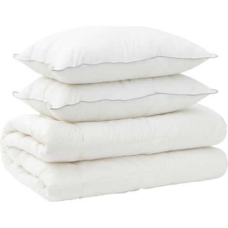 Bettdecke und Kissen Set 3 pcs 135x220 cm 4 Jahreszeiten Wolle vidaXL (1/5)