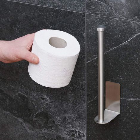 Porte rouleau de papier toilette autocollant avec rangement pour rouleau de rechange