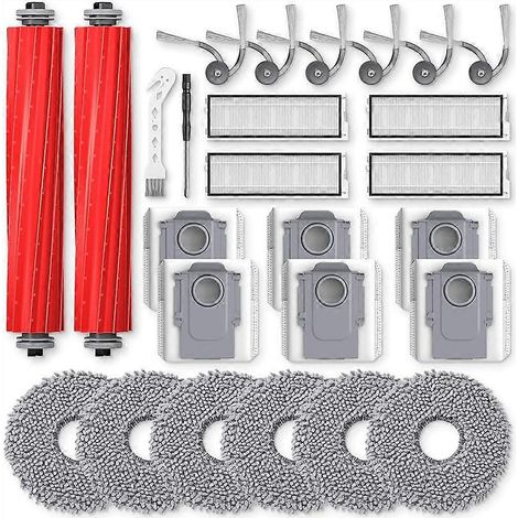 Lot de 26 accessoires de rechange pour aspirateur robot Roborock QV 35A / QV 35S : brosse principale, brosse latérale, lingettes de nettoyage, sac à poussière (1/5)