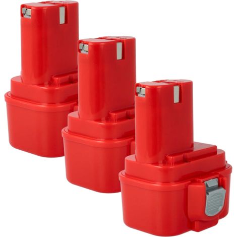 vhbw 3x Akku kompatibel mit Makita 6014DW, 6200D, 6201DW, 6201DWH, 6200DW, 6201D, 6221D, 6202D, 6202DW Werkzeug (1500 mAh, NiMH, 9,6 V)