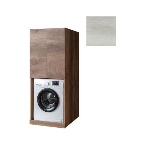 Mobile Lavanderia a Colonna per Lavatrice o Asciugatrice con 2 Ante Installabili Sopra o Sotto 70x70x174A cm in Nobilitato Unika Olmo Bianco (1/3)