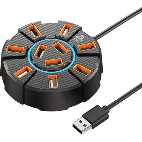 Adattatore ripartitore multiplo USB 2.0 5 Gbit/s alta velocità ripartitore USB adattatore alimentazione estensione multipla per PC portatile 10