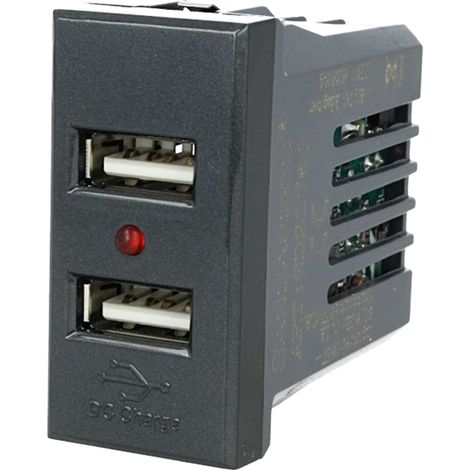 Presa Usb Modulo Caricatore 2 Porte USB 2,1A Nero Compatibile Bticino Axolute SD21760 (1/3)