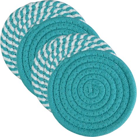 4 dessous de plat résistants à la chaleur, en coton et non-tissé, 18 cm, pour plats chauds, casseroles et plans de travail (1/5)